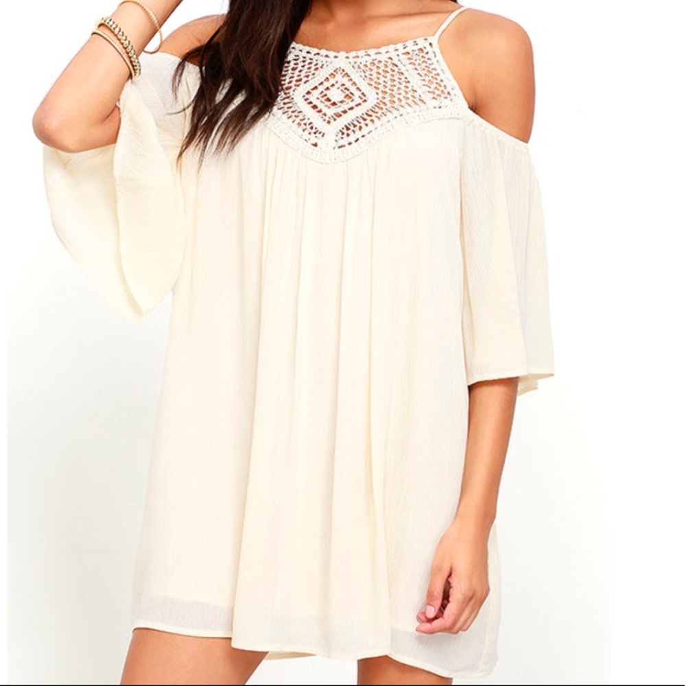 Tobi Hot Sands Cream Crochet Dress - Size Small